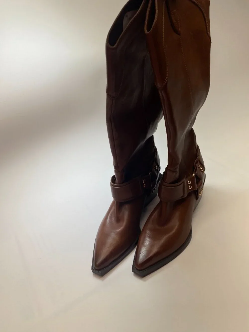 Marc Fisher LTD Womens Rally Leather Strap-and-Grommet Western Brown Boots Sz 7 - Picture 5 of 11